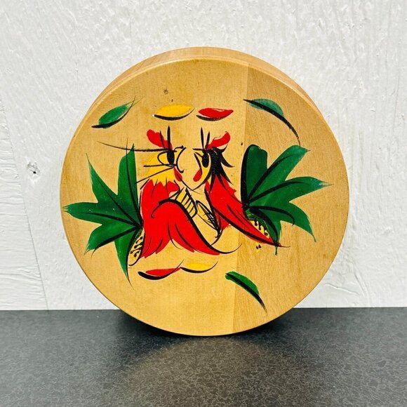 Vintage MCM Rooster Hand Painted Wood Wooden Hamburger Press Wall Plaque - Picture 4 of 7
